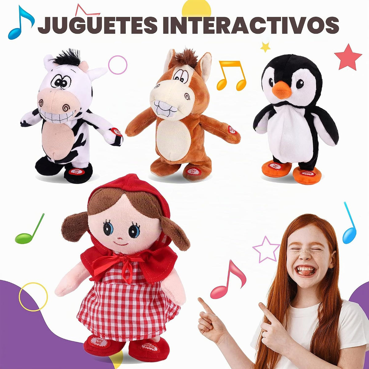 Hopearl Vaca que habla y canta, repite lo que dices caminando, jugu...