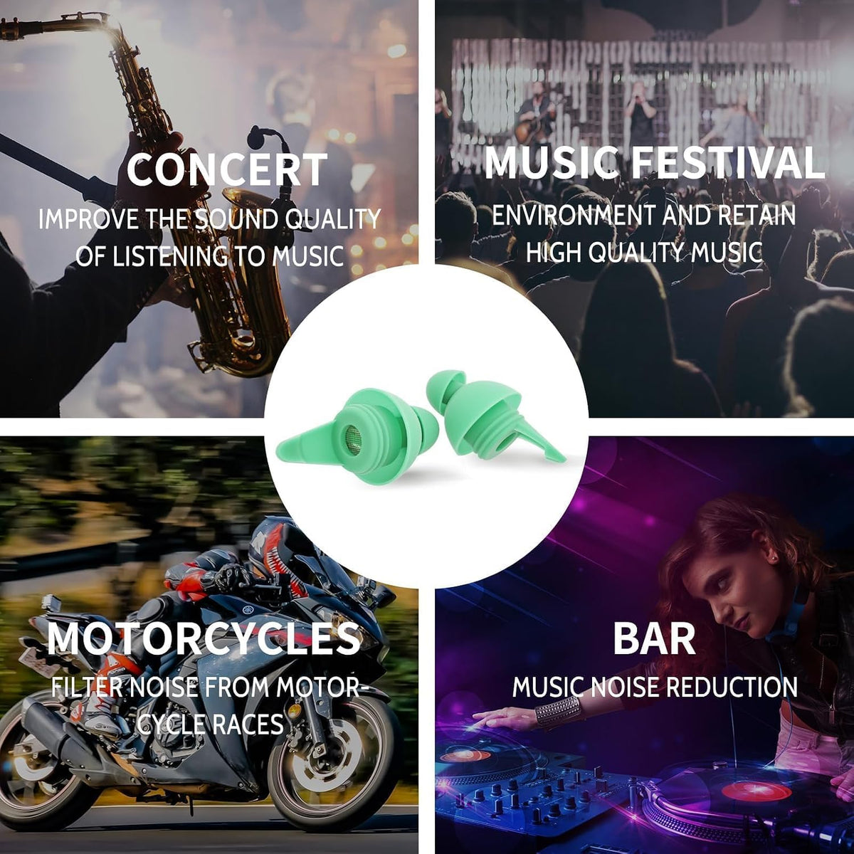 LYSIAN Tapones para oídos de alta fidelidad para conciertos reutili...