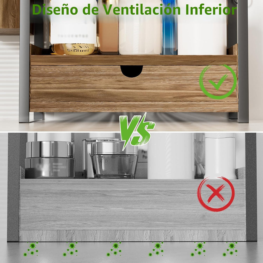 Aollewoiti Organizador de encimera de baño de 2 niveles con cajón y...