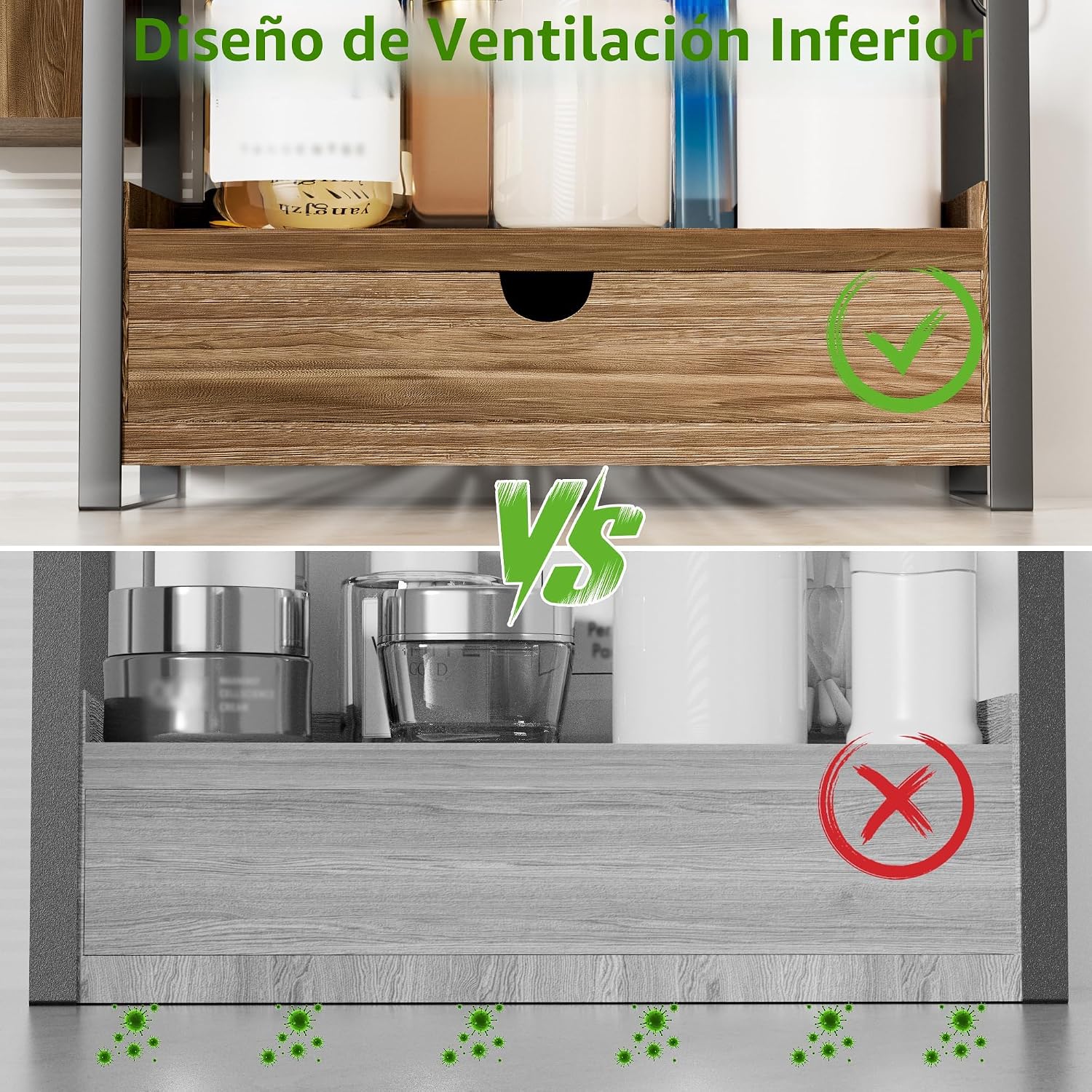 Aollewoiti Organizador de encimera de baño de 2 niveles con cajón y...
