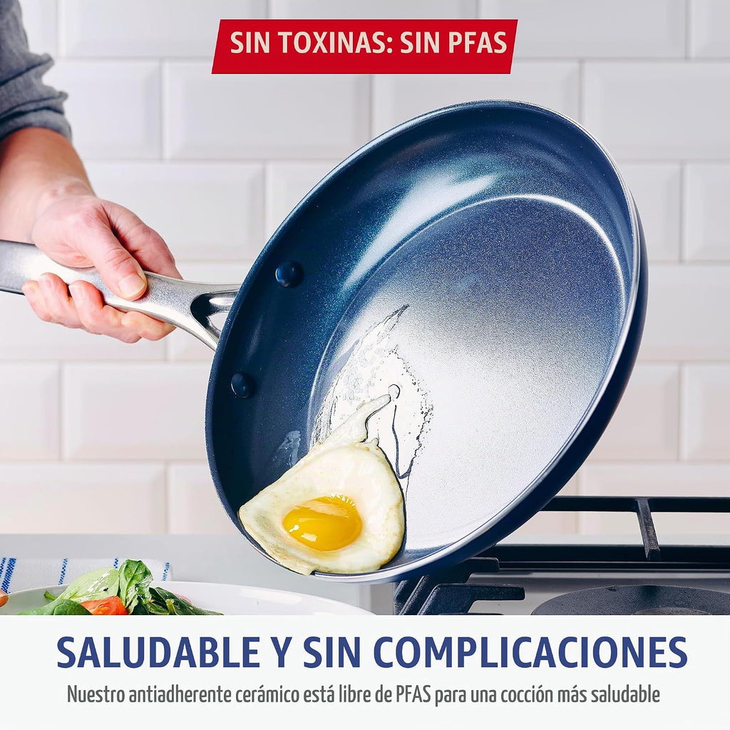 Blue Diamond - Sartén antiadherente de 10 pulgadas con infusión de...