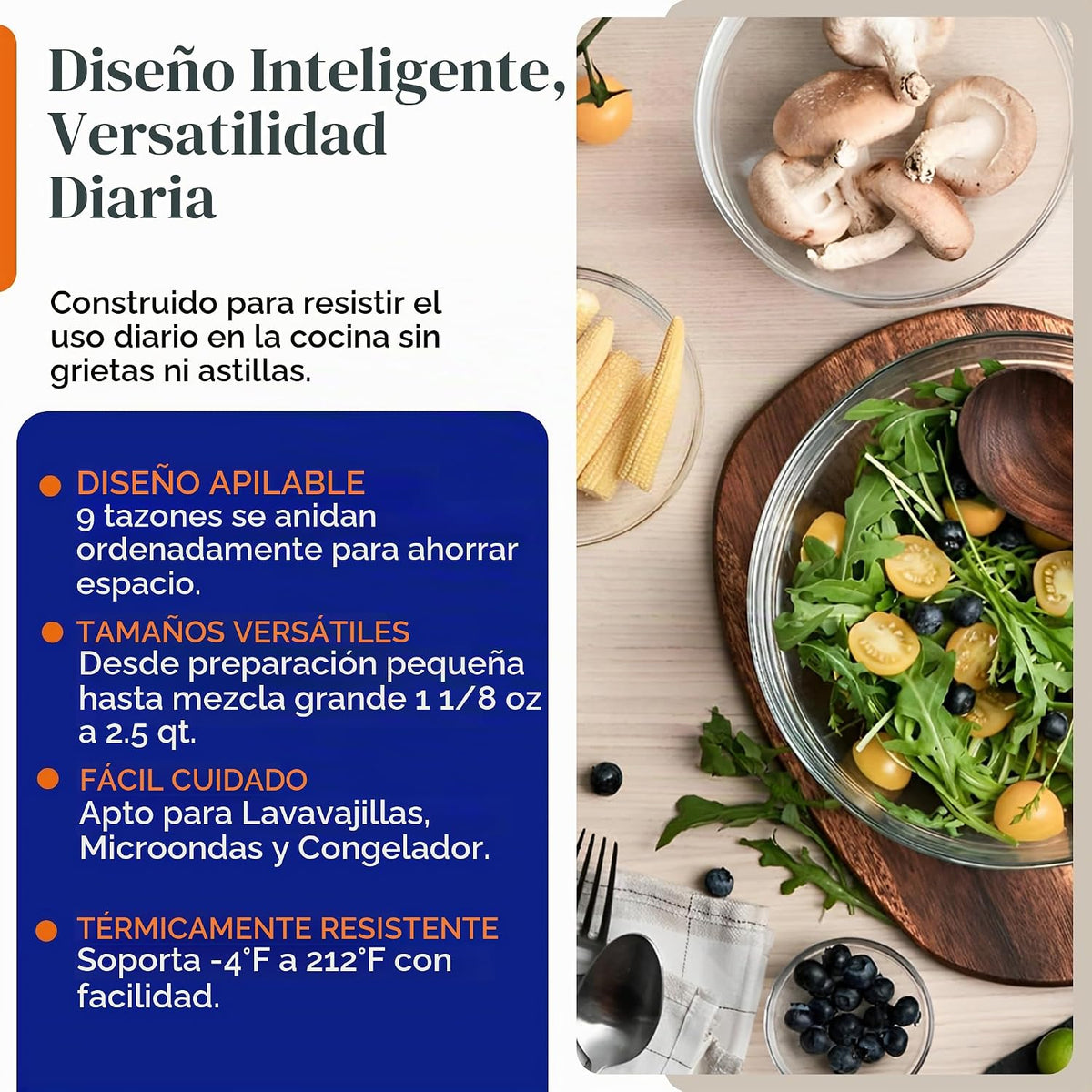Duralex Le Gigogne Juego de Tazones de Vidrio para Mezclar \u2013 9...