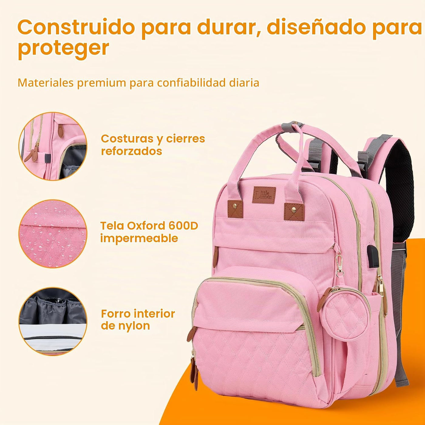 Little Lumen Mochila para pañales con cambiador \u2013 Bolsa de pañ...