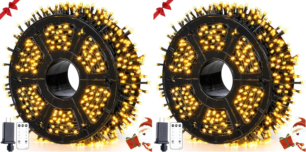 JMEXSUSS Guirnalda de luces de alambre verde de 1000 LED, color bla...