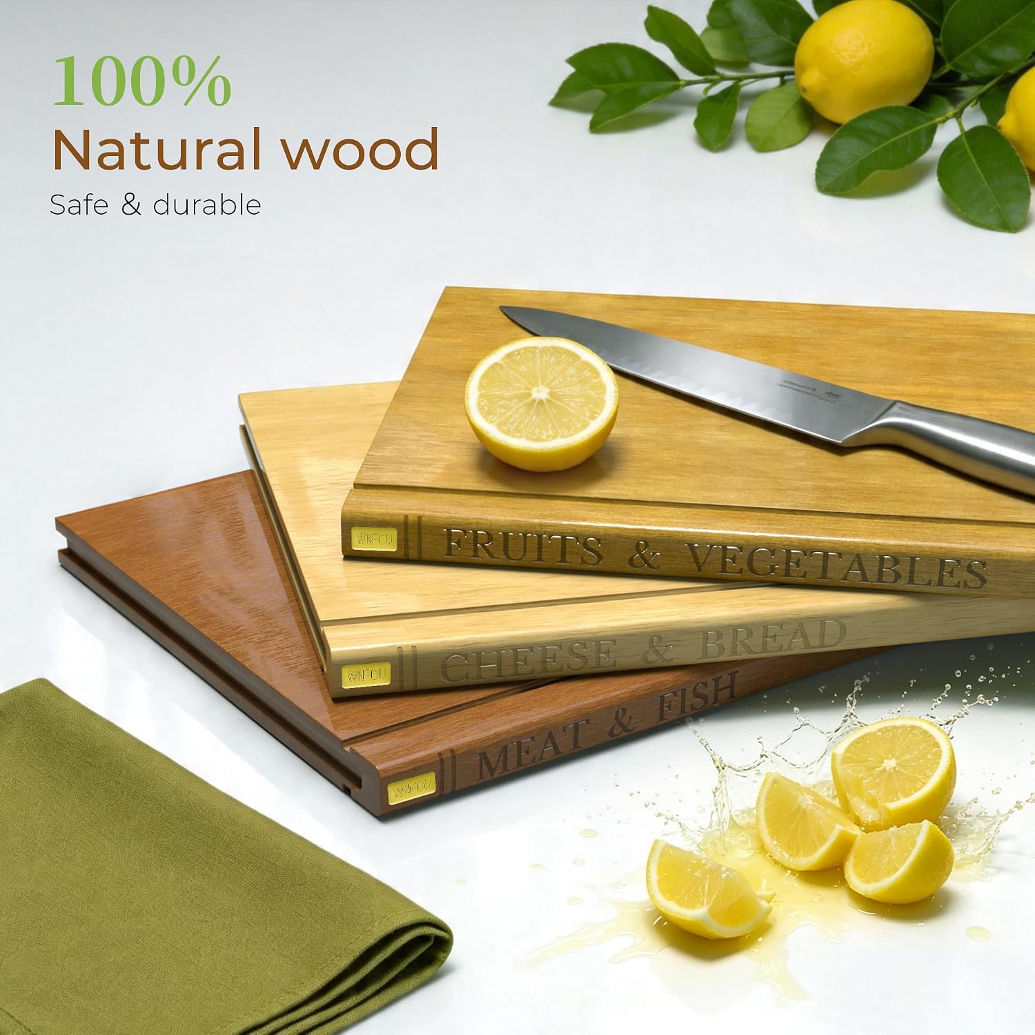 Juego de tablas de cortar en forma de libro con soporte, 3 tablas d...