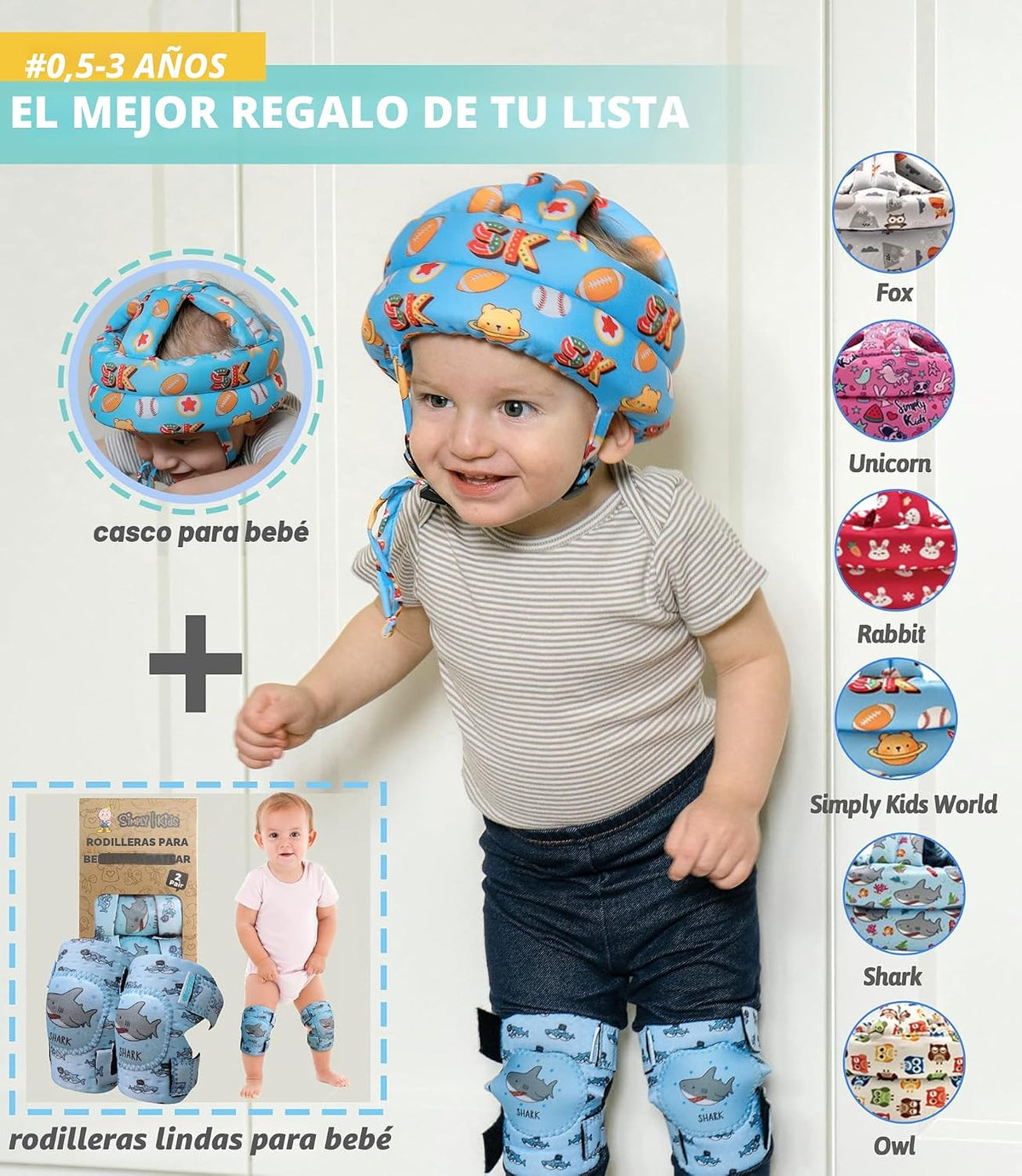 Casco de bebé Simply Kids para gatear y caminar | Protector de cabe...