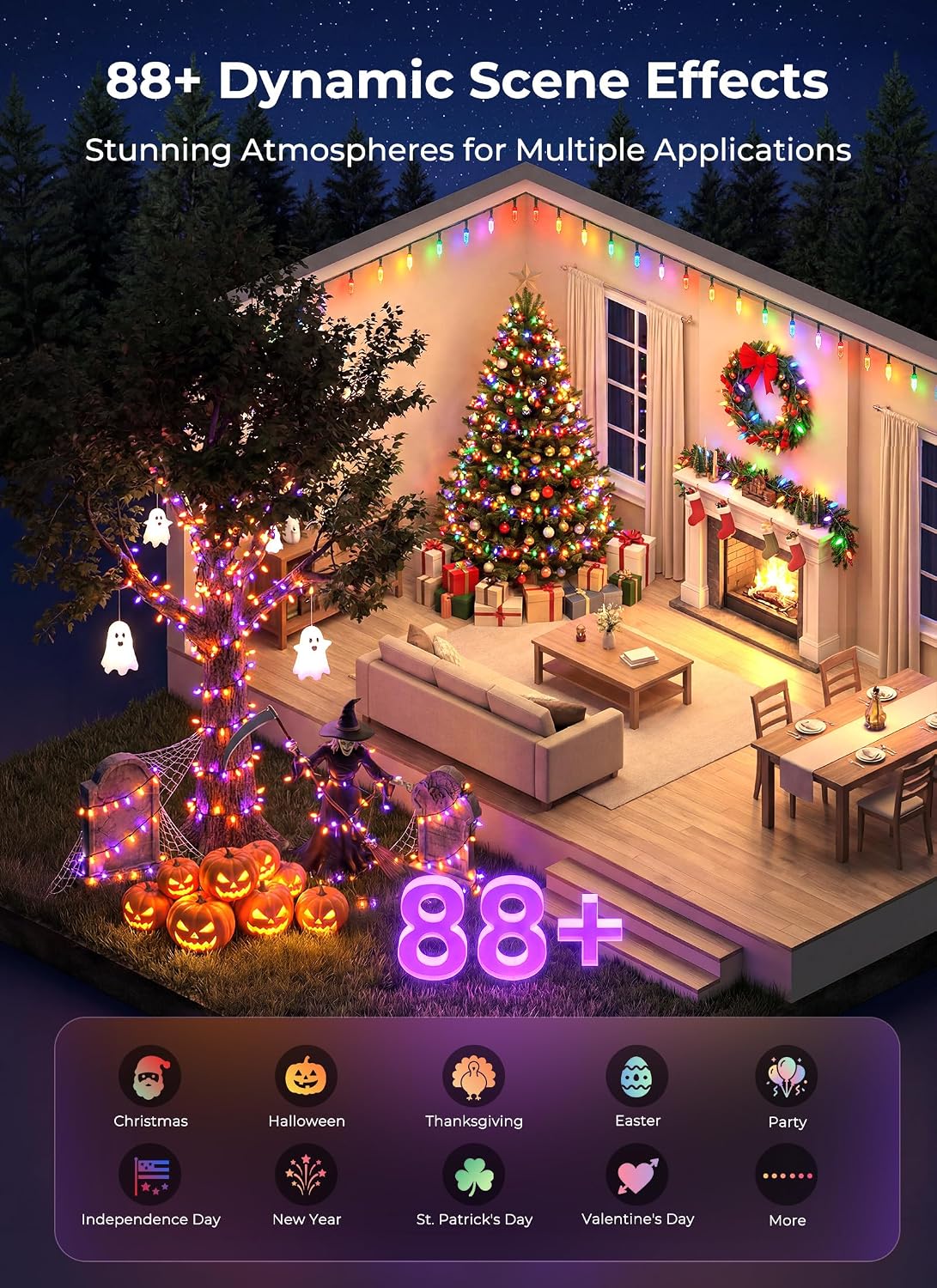 Minetom Cadena de luces LED inteligentes que cambian de color RGB 1...