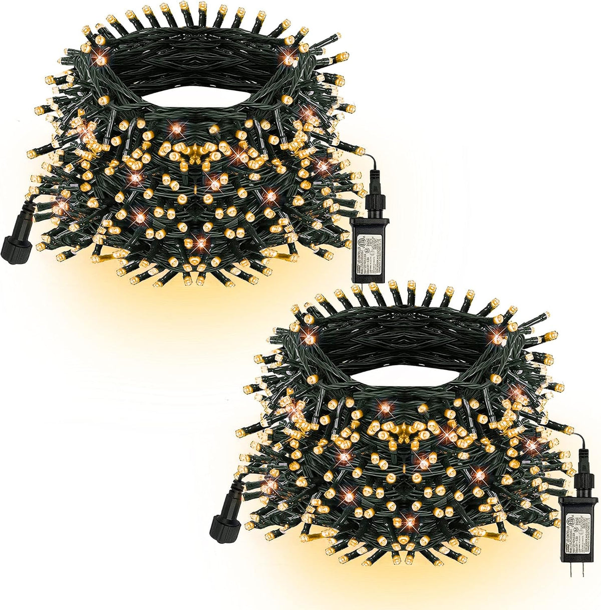 TW SHINE Luces de Navidad de color blanco cálido, total de 400 LED...