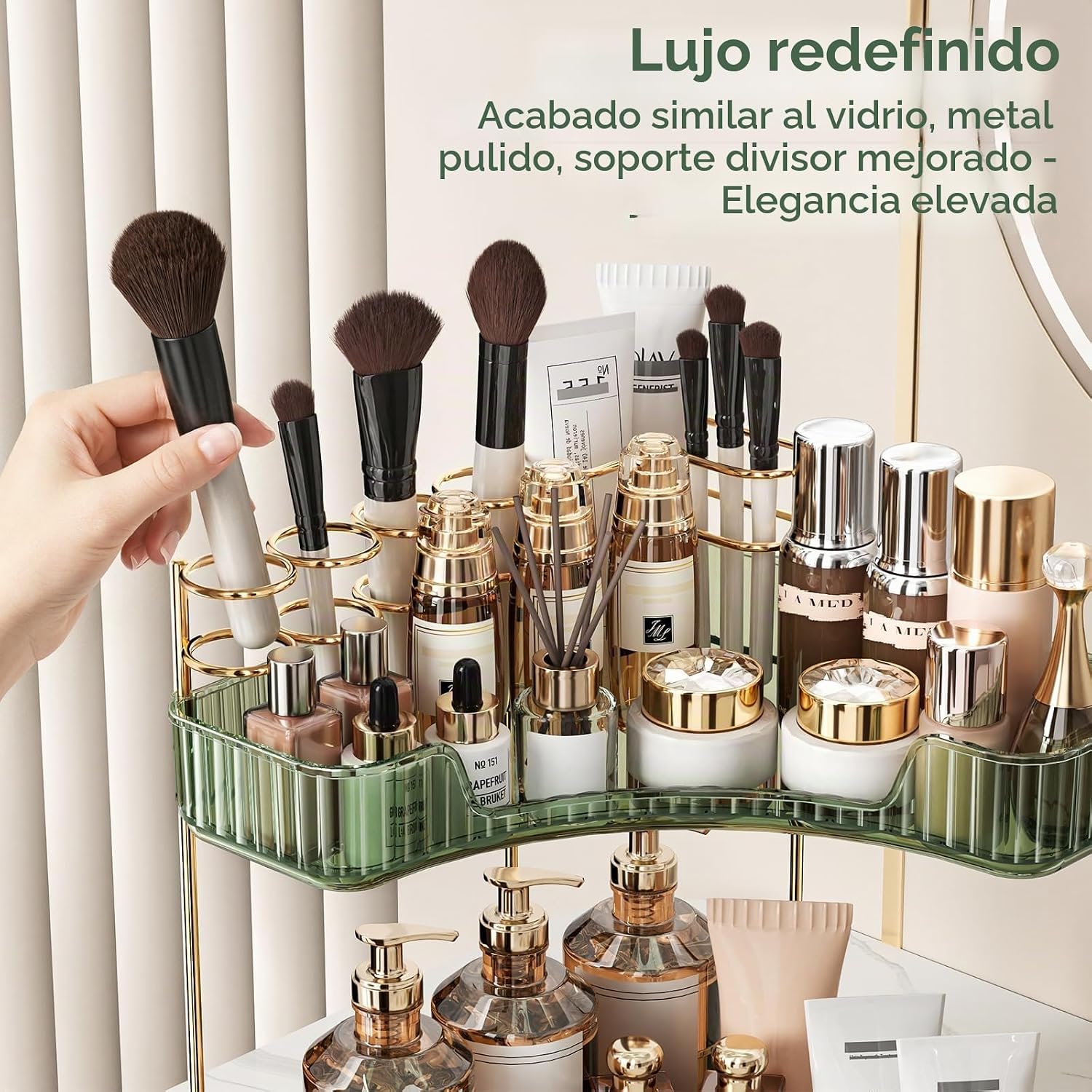 BEFSOP Organizador esquinero de baño, organizador de maquillaje mej...