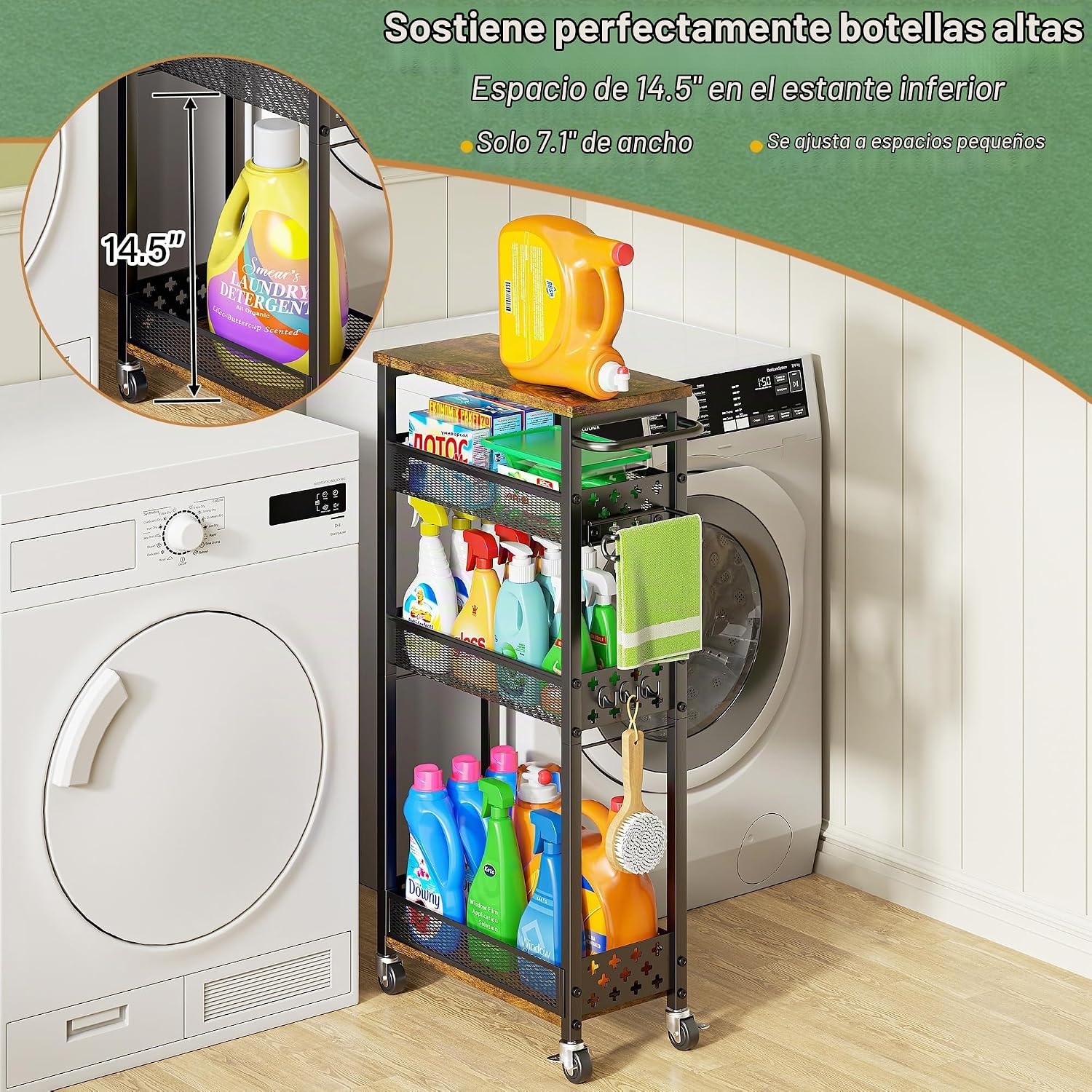 OKZEST Organizadores de baño delgados y carrito de almacenamiento c...