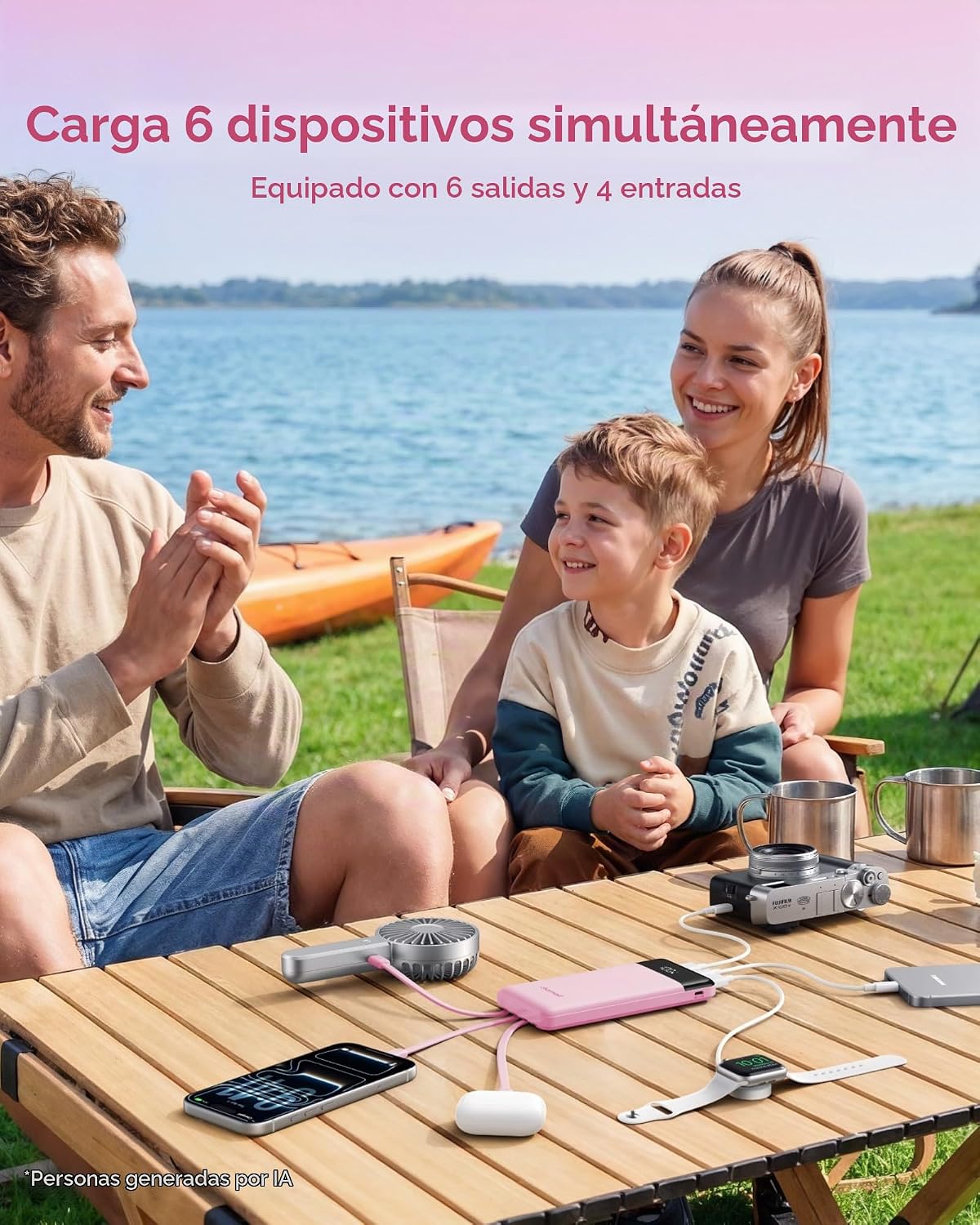 charmast Cargador portátil de carga rápida, 4 cables incorporados,...