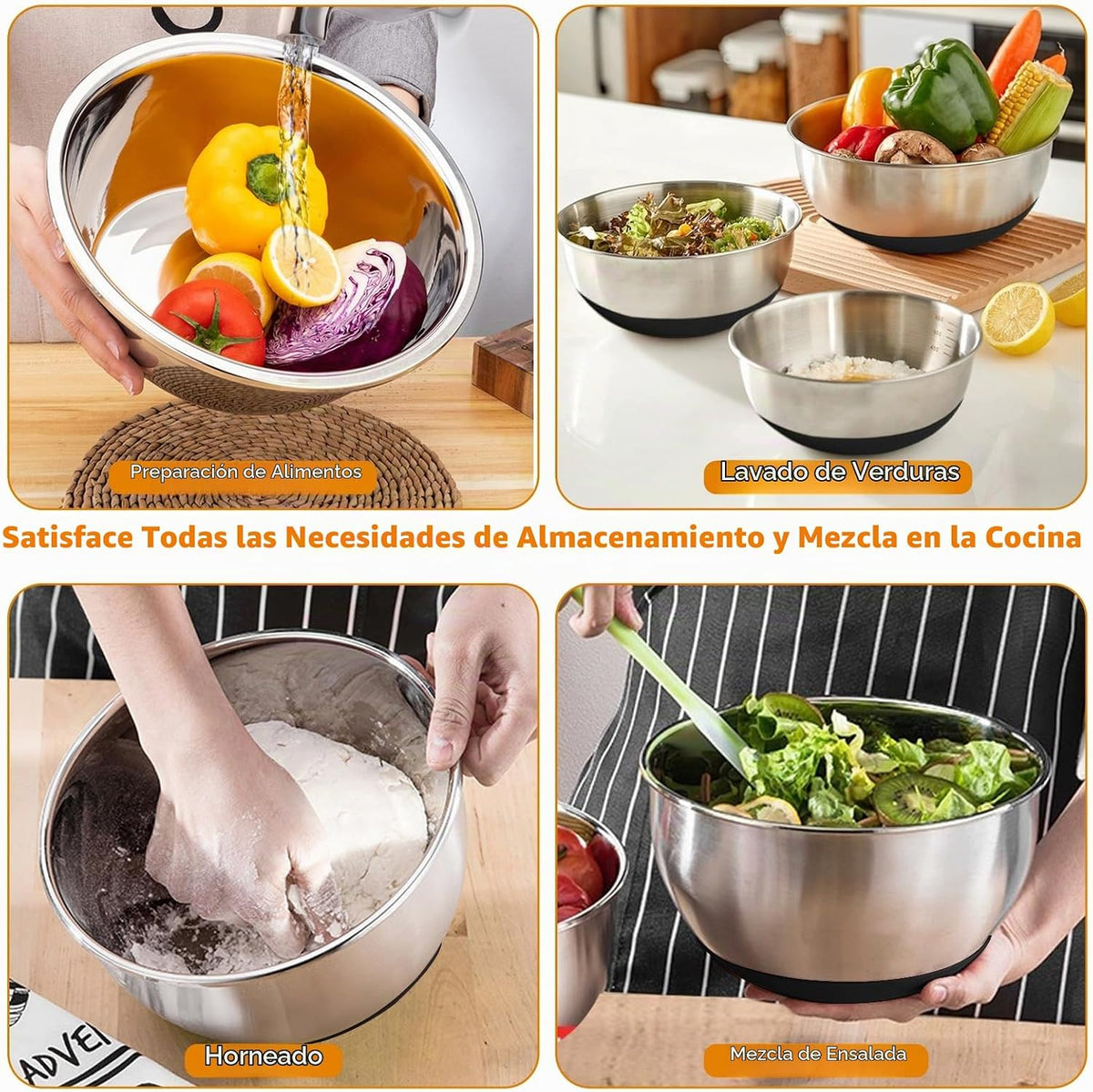 CHAREADA Tazones para mezclar con tapas herméticas, juego de 18 pie...