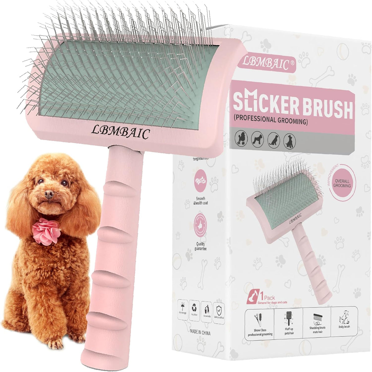 LBMBAIC Cepillo Slicker Súper Denso y Suave para Perros de Pelo Gru...