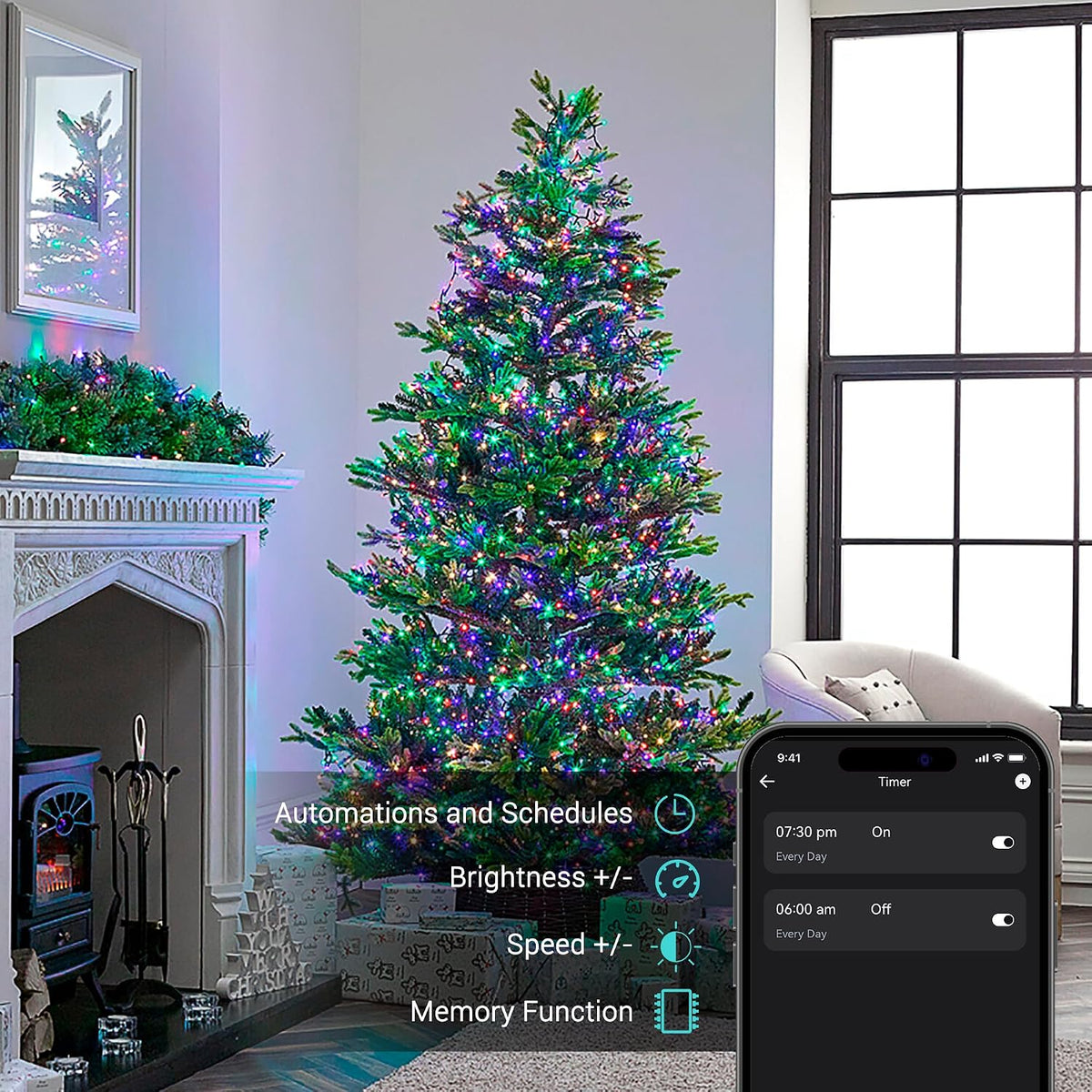 Brizled Luces inteligentes para árbol de Navidad para exteriores, 2...