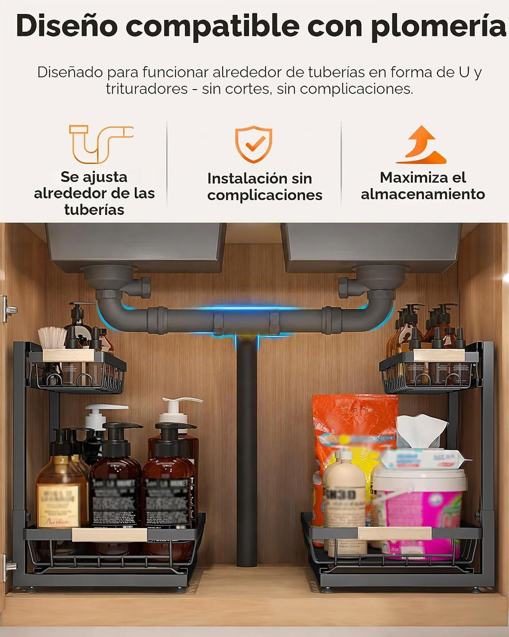 Sevenblue Paquete de 2 organizadores y almacenamiento debajo del fr...