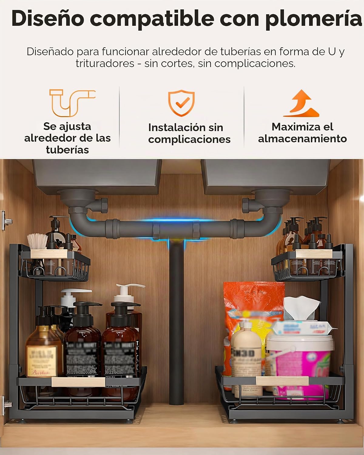 Sevenblue Paquete de 2 organizadores y almacenamiento debajo del fr...
