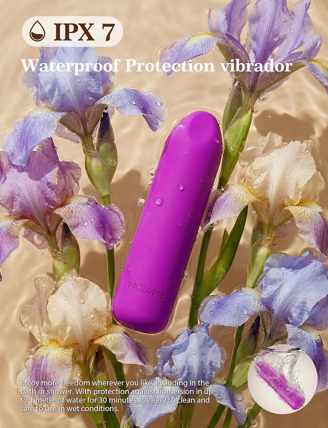 MOIAME - Vibrador completamente de silicona para mujer, impermeabil...