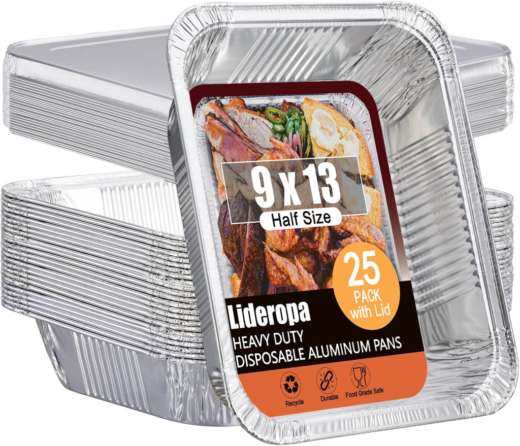Lideropa Sartenes desechables de papel de aluminio con tapas de 9 x...