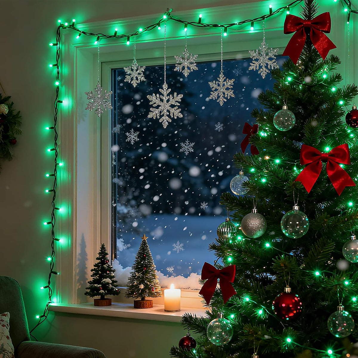 VTECHOLOGY 500 luces LED verdes para árbol de Navidad, luces de Nav...