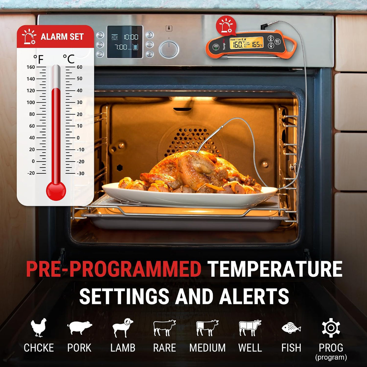 TempPro TempSwift Termómetro Digital para Carne con 2 Sondas y 2 Ca...