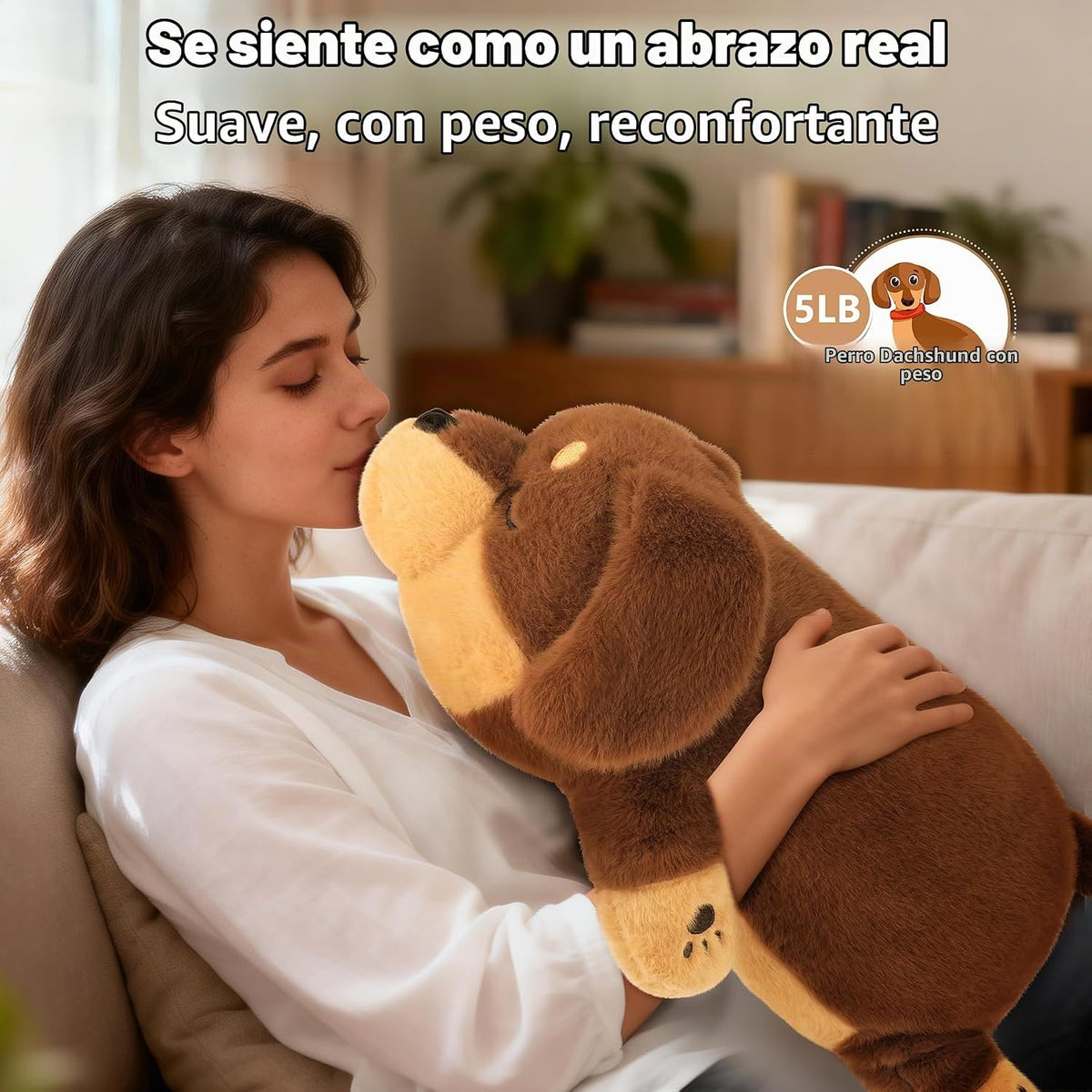Peluche de perro salchicha con peso de 5 libras, peluche grande de...