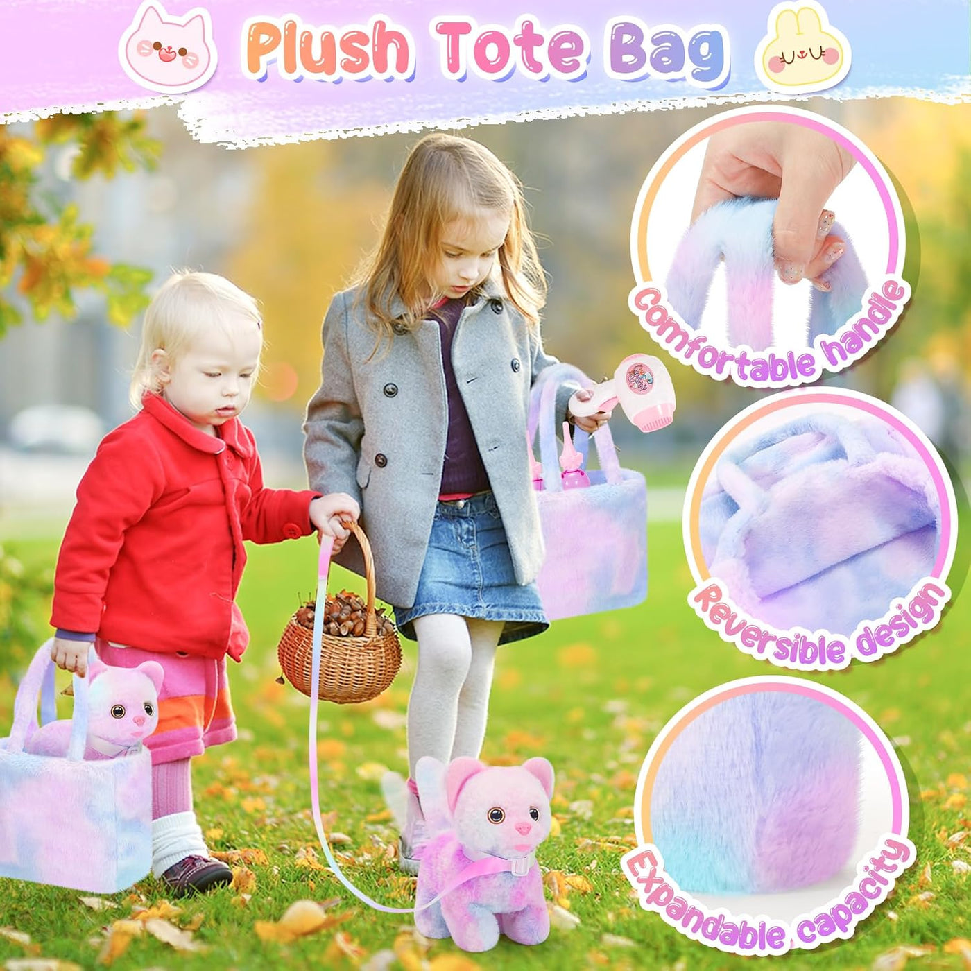NINAOR Juguetes de peluche interactivos de gato para niños con bols...