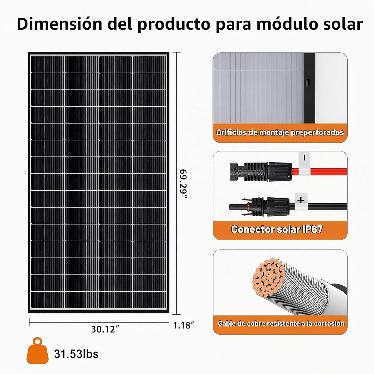Xilanseek Panel solar bifacial de 300 W, kit de panel solar monocri...