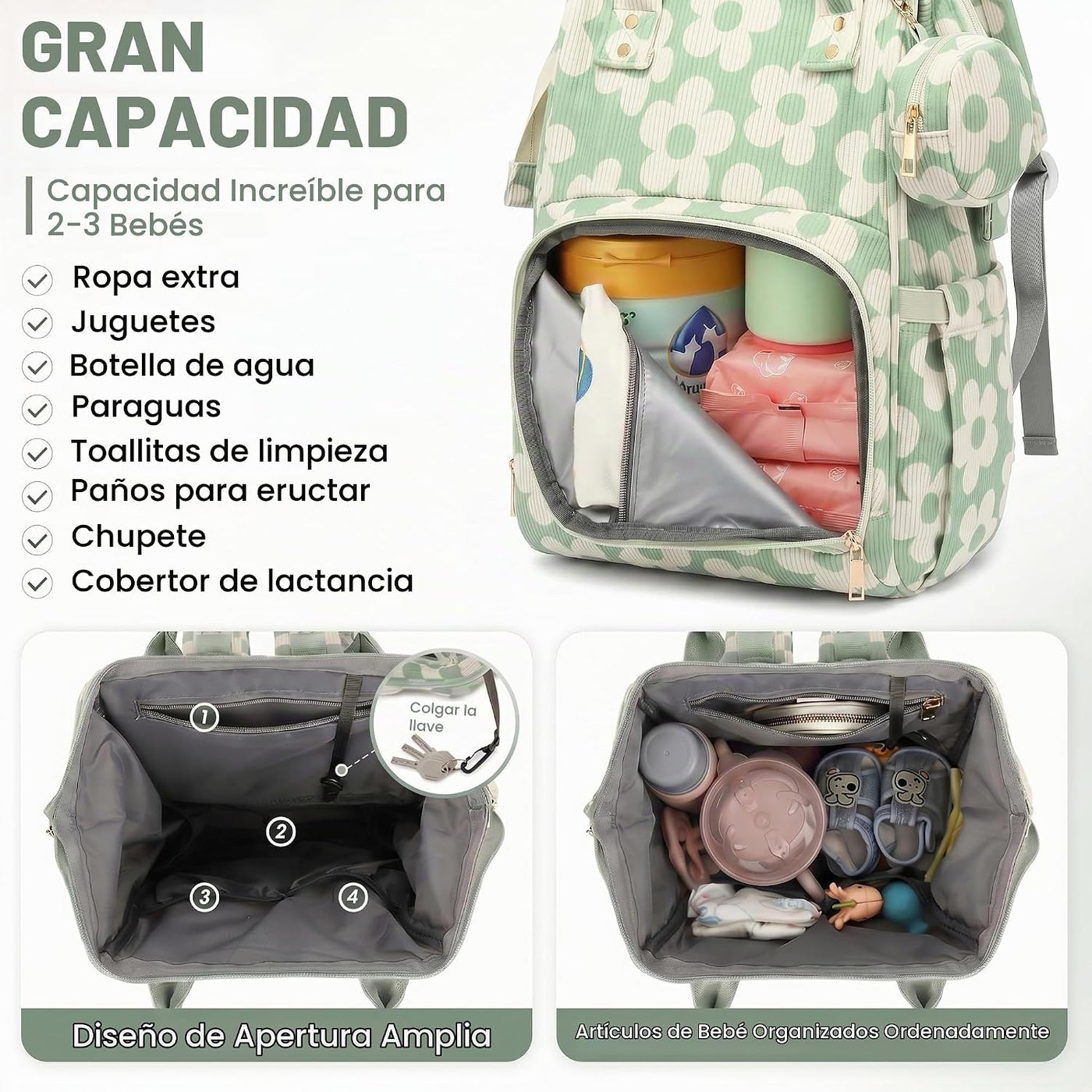 Lrenagao Mochila para pañales de bebé para mamá y papá, bolsa de pa...