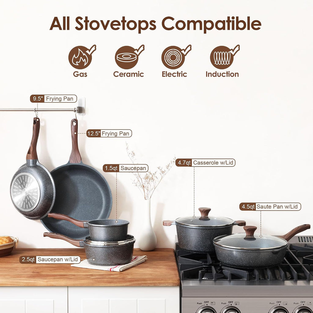 SENSARTE Juego de utensilios de cocina antiadherentes de 16 piezas,...