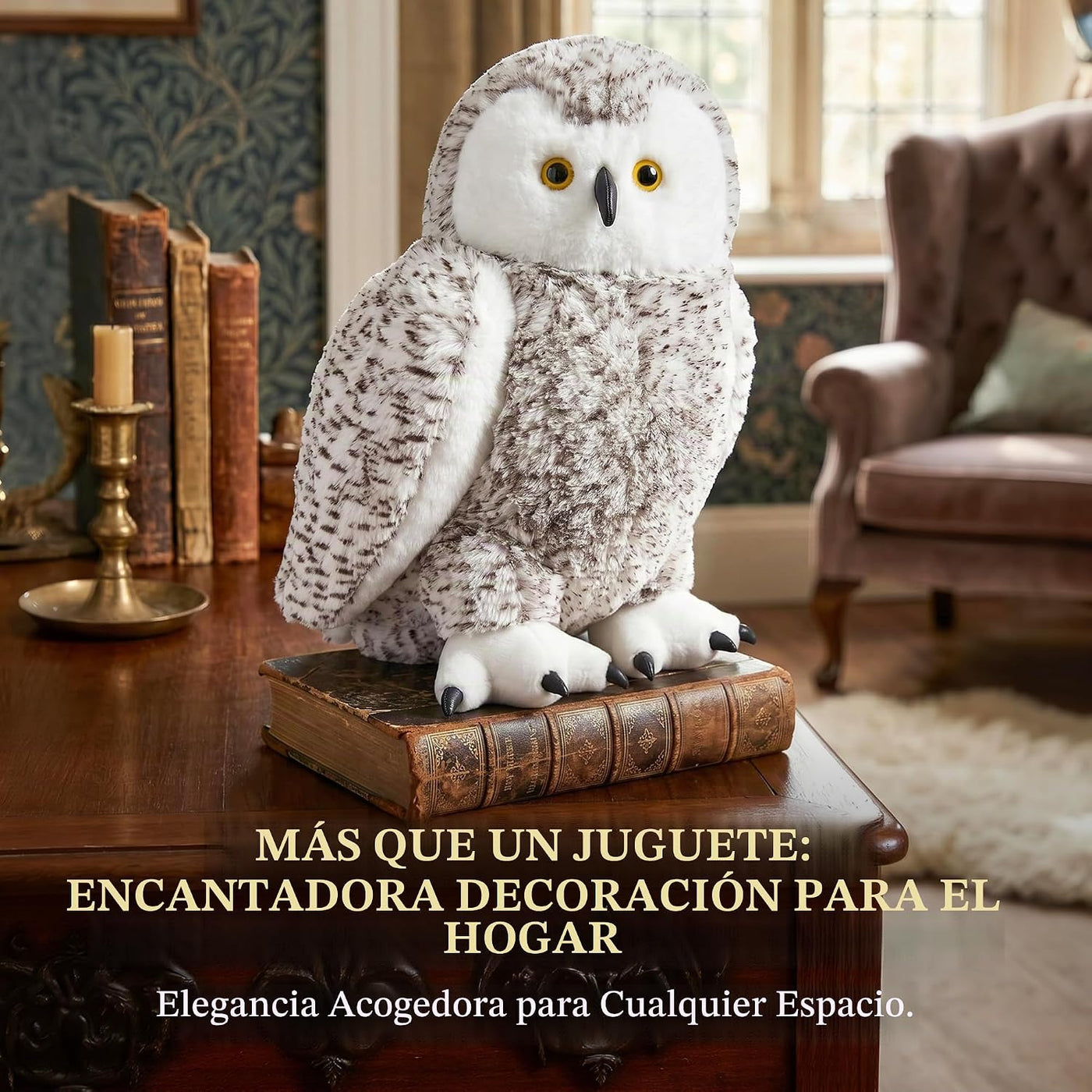 IKASA Juguete de peluche gigante realista de búho nevado, 17 pulgad...