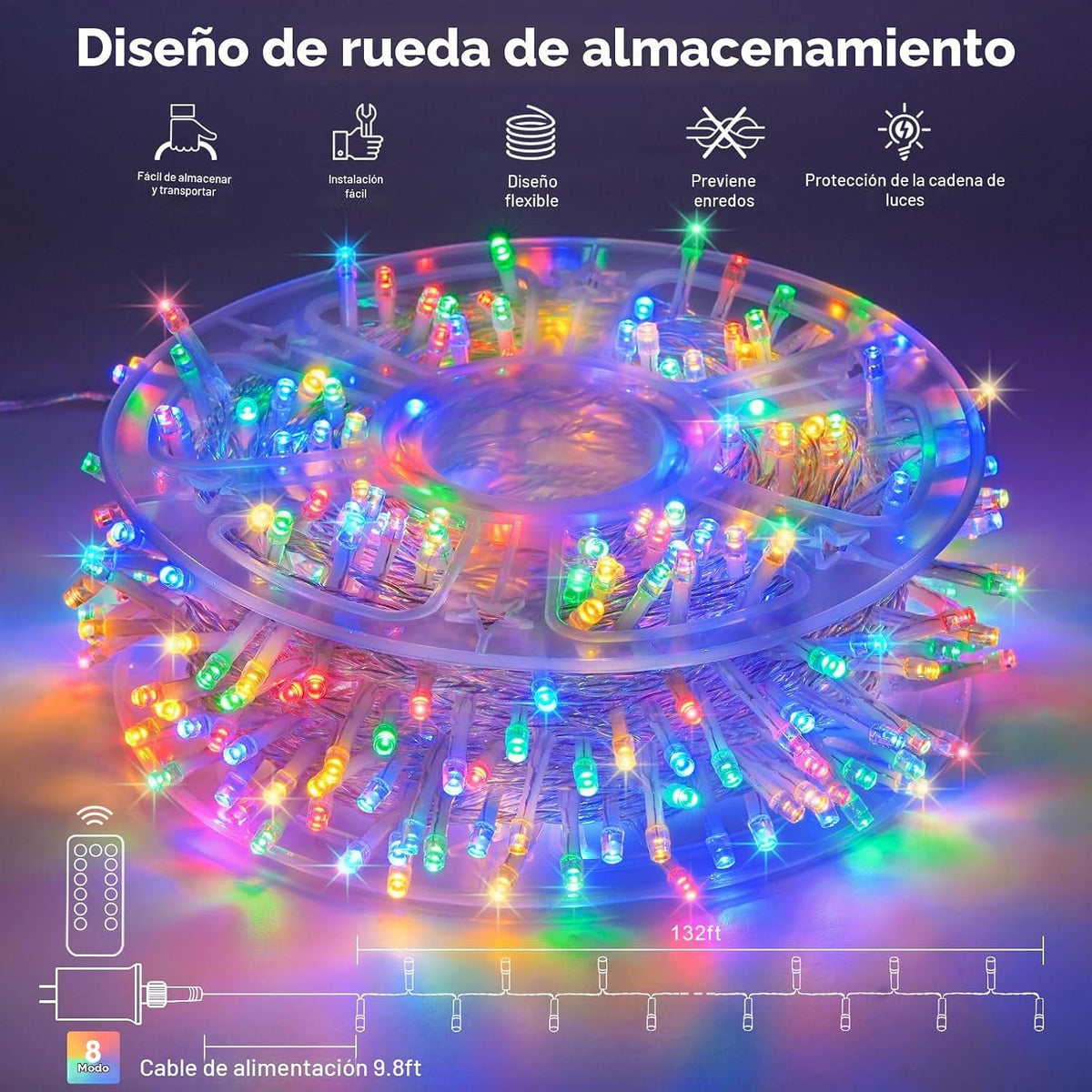 JMEXSUSS 400 luces LED de Navidad de 132 pies para interiores y ext...