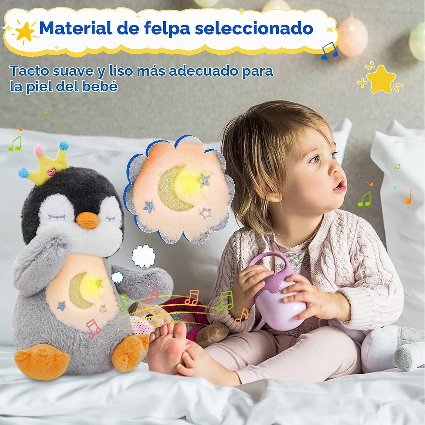MIAODAM Animal de Peluche Pingüino con Respiración de Felpa para la...