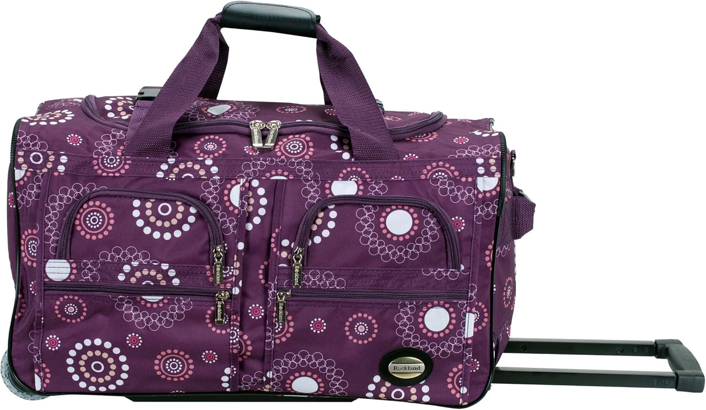 Rockland Bolsa de lona con ruedas, negra, 22"