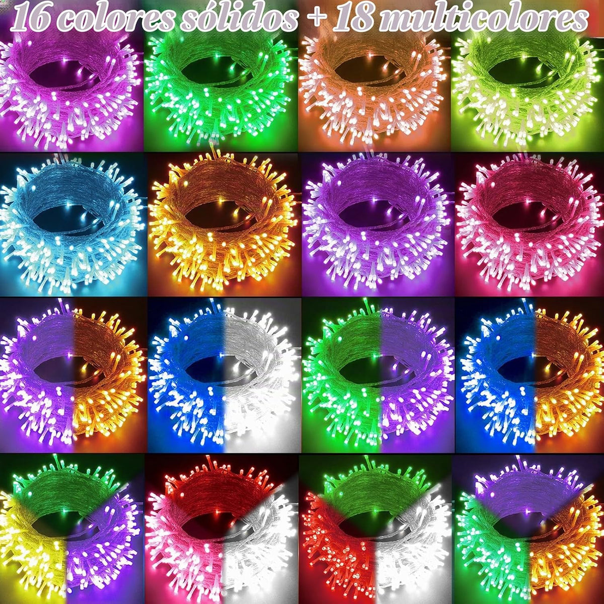 Luces de Navidad que cambian de color, 35 colores, 33 pies, 100 luc...