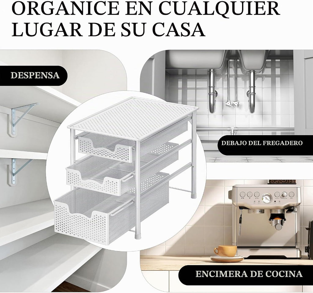 Simple Houseware - Cajón organizador apilable de 3 niveles, color b...