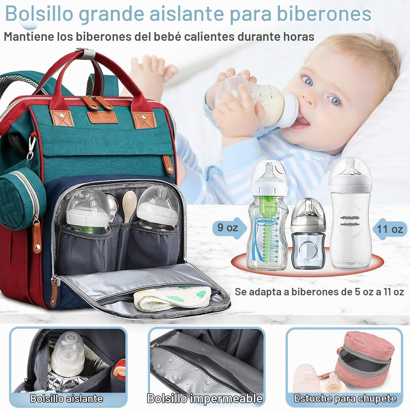 SHITIESHOU Bolsa de pañales para mamá y papá, con cambiador, 19 bol...