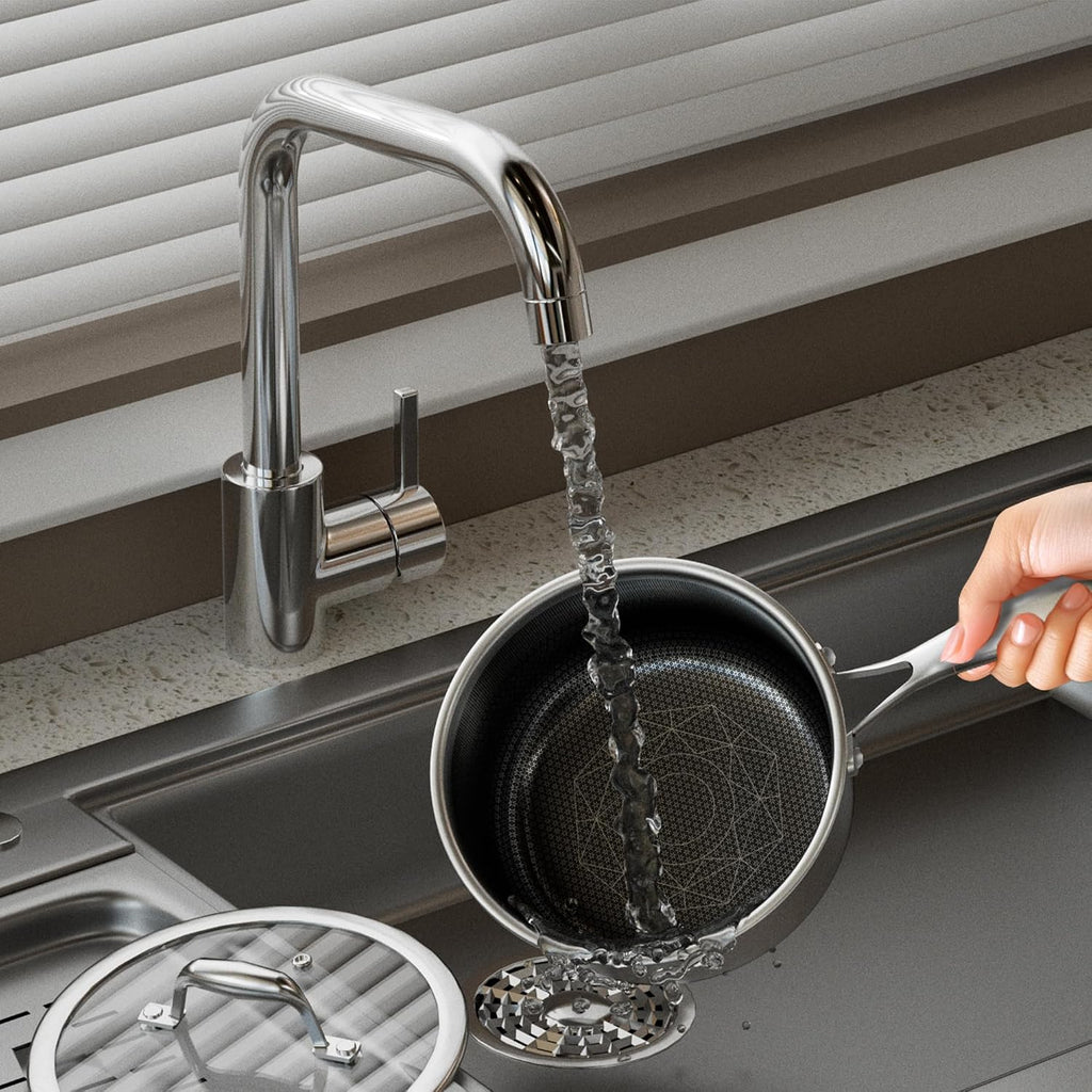 COOKER KING Juego de 6 ollas antiadherentes híbridas de 1.5 y 2 cua...