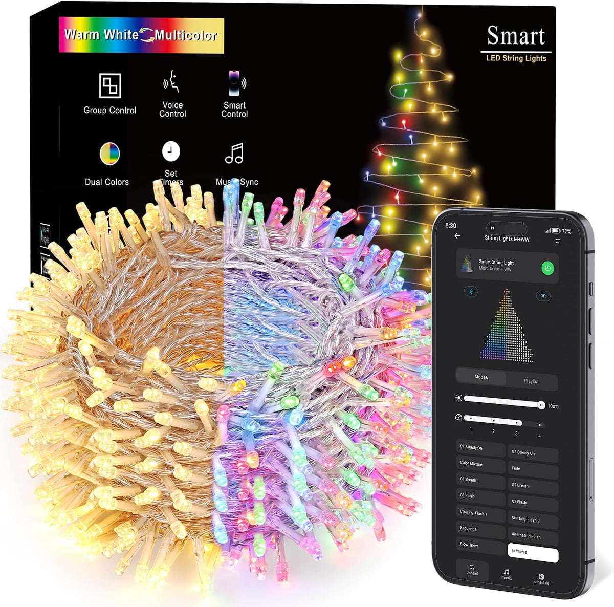 BrizLabs - Luces de Navidad de color blanco cálido y cambio de colo...