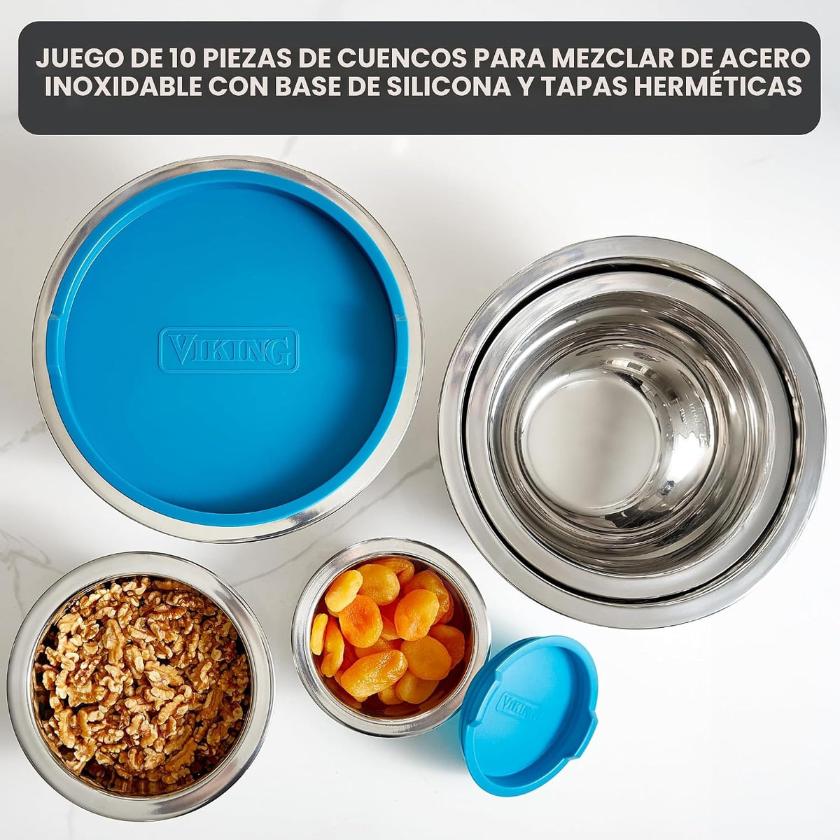 Viking Juego de cuencos para mezclar, 10 piezas de acero inoxidable...