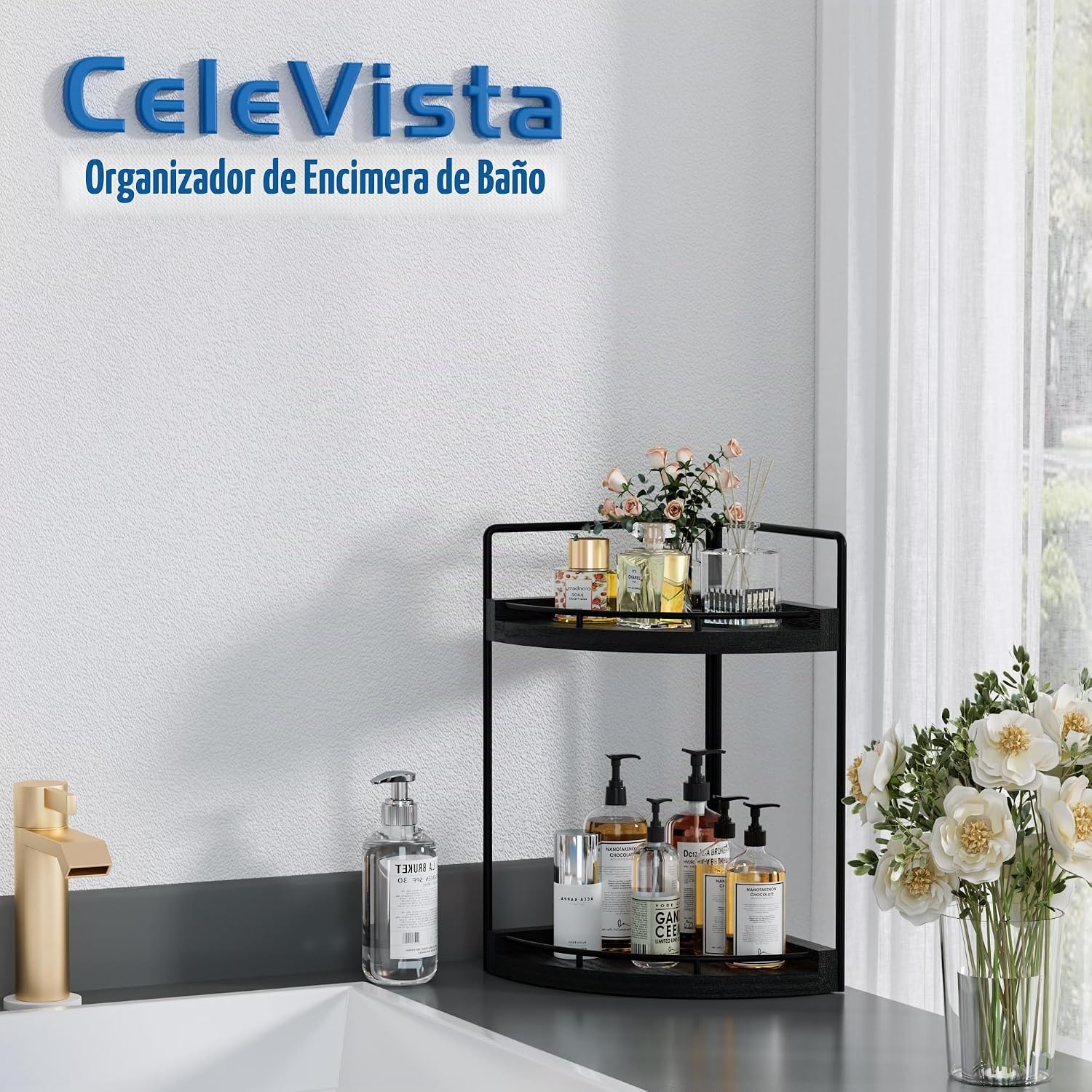 CeleVista Organizador esquinero para encimera de baño, almacenamien...