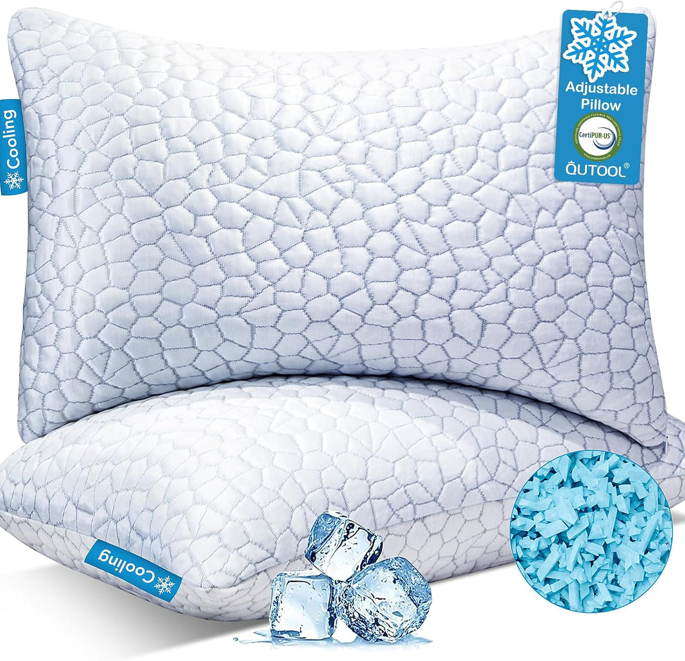 Paquete de 2 almohadas hipoalergénicas firmes y regulables de espum...
