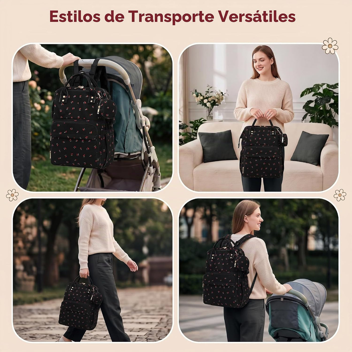 Lrenagao Mochila para pañales de bebé para mamá y papá, bolsa de pa...