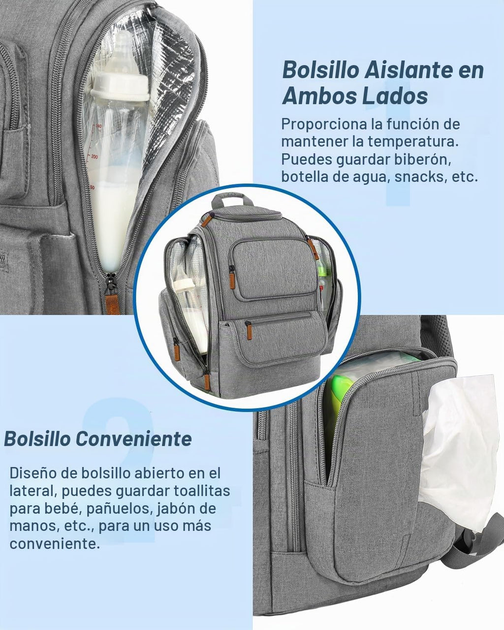 Mancro - Mochila para pañales con correa para cochecito de bebé, pa...