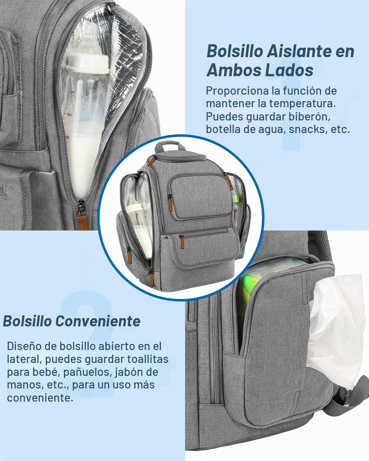 Mancro - Mochila para pañales con correa para cochecito de bebé, pa...