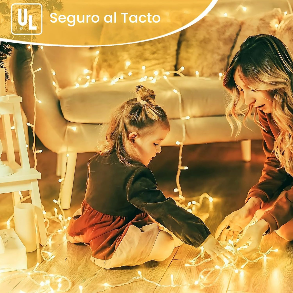 Guirnalda de 200 luces LED conectables, luces de Navidad de 66 pies...