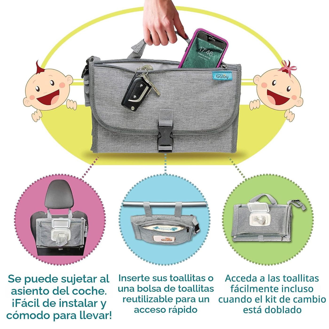 Kopi Baby Cambiador de pañales portátil, bolsa de viaje para cambia...