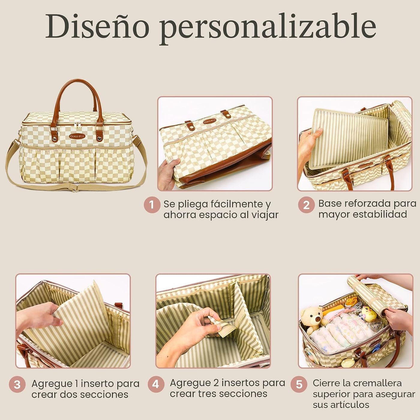 DOKUS &amp; CO Luxe - Bolso para pañales extragrande plegable para...