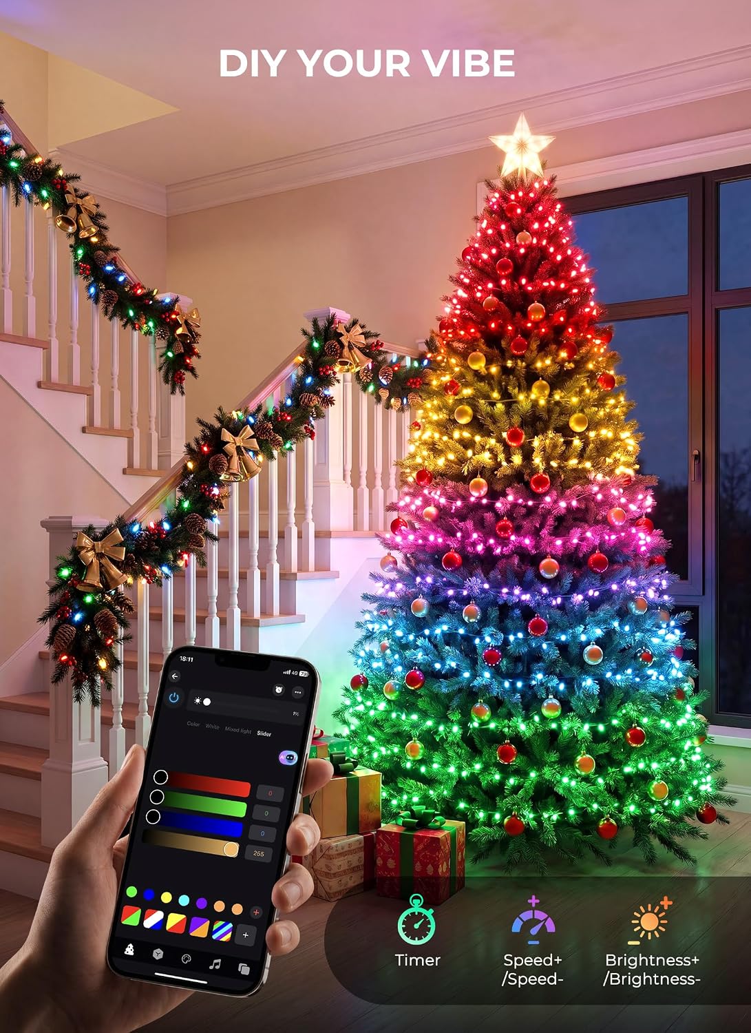 Minetom Luces inteligentes que cambian de color, Navidad, Halloween...