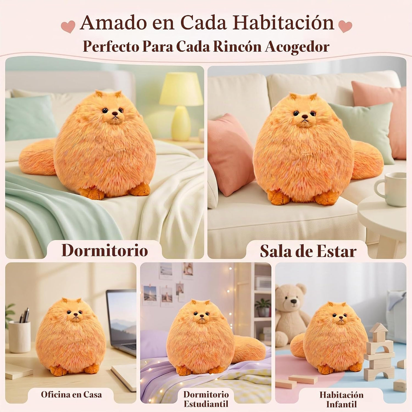 Winsterch - Gato de peluche de peluche, gato de peluche naranja de...