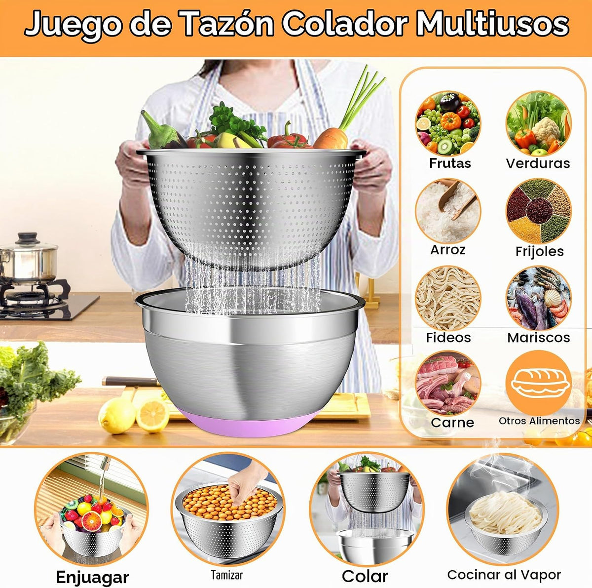 Nicdiet - Juego de cuencos de mezcla con tapas herméticas, juego de...